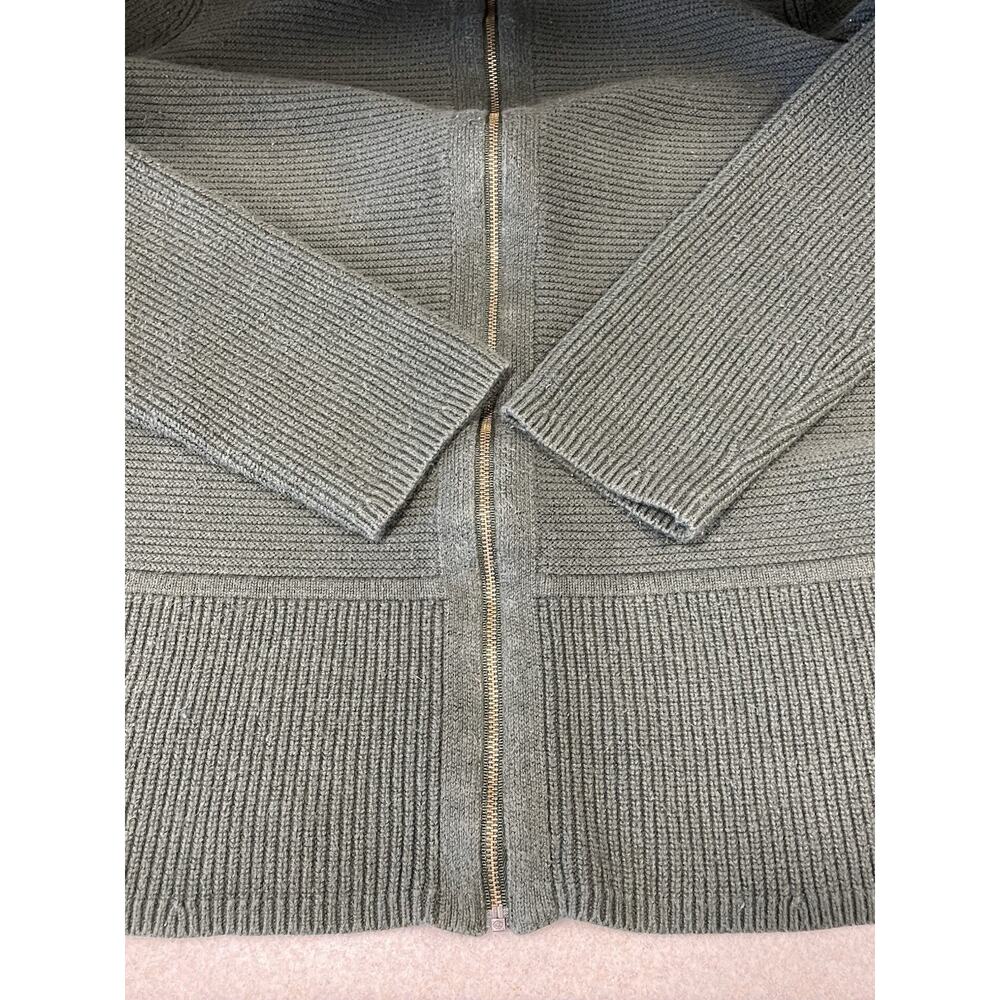 J Jill Sweater/Jacket Women’s Size Small Dark Green Ribbed Hooded Full Zip Up - Picture 9 of 14